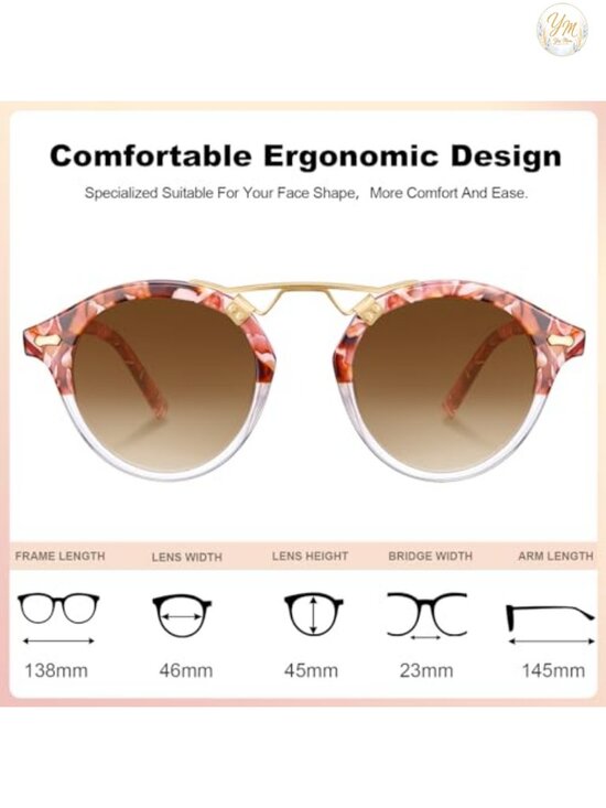 Polarized Round Sunglasses for Women UV400 Protection Acetate Frame Retro main image 5